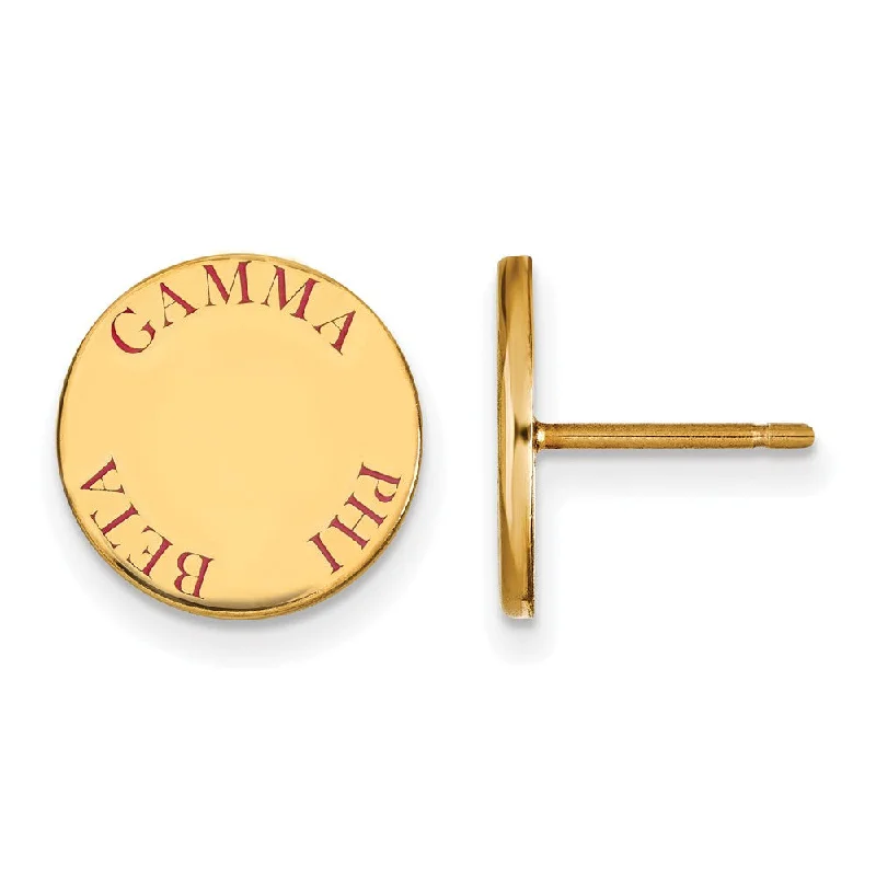 personalized earrings for women -14K Plated Silver Gamma Phi Beta Red Enamel Post Earrings