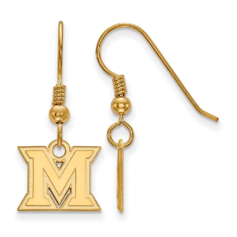 geometric earrings for women -14k Gold Plated Silver Miami Univ. XS (Tiny) Dangle Earrings