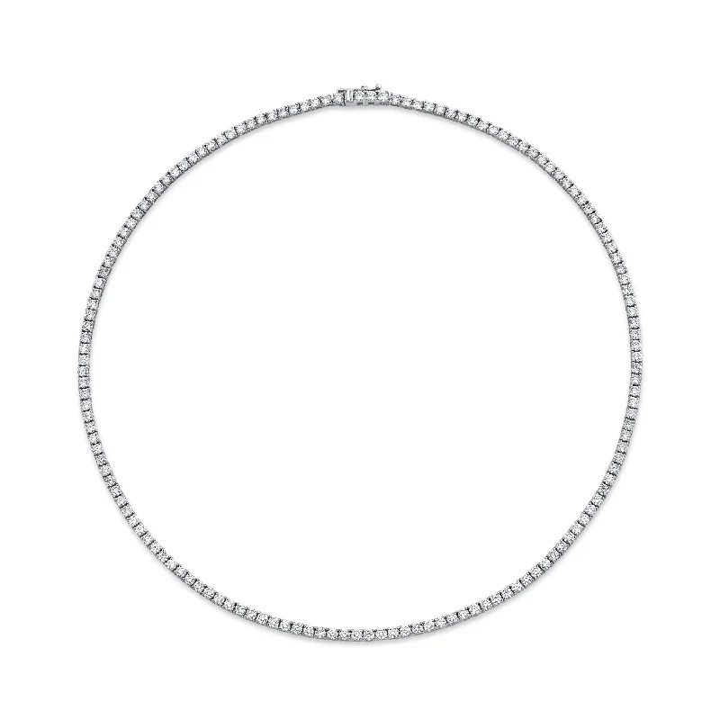 chic necklaces for women -Norman Silverman Signature 18k White Gold Diamond Tennis Necklace