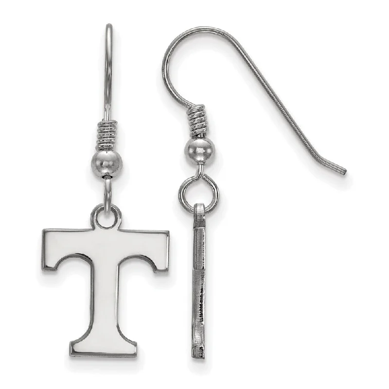 silver dangle earrings for women -Sterling Silver University of Tennessee Sm Initial T Dangle Earrings