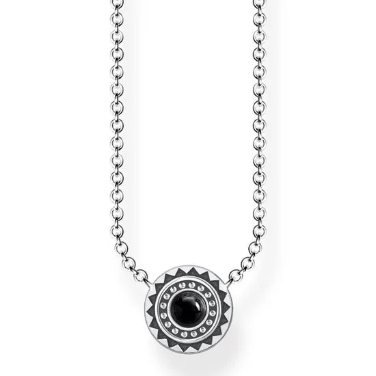 gemstone necklaces with gold chain -Thomas Sabo Necklace Ethnic Black KE1672-704-11-L45V