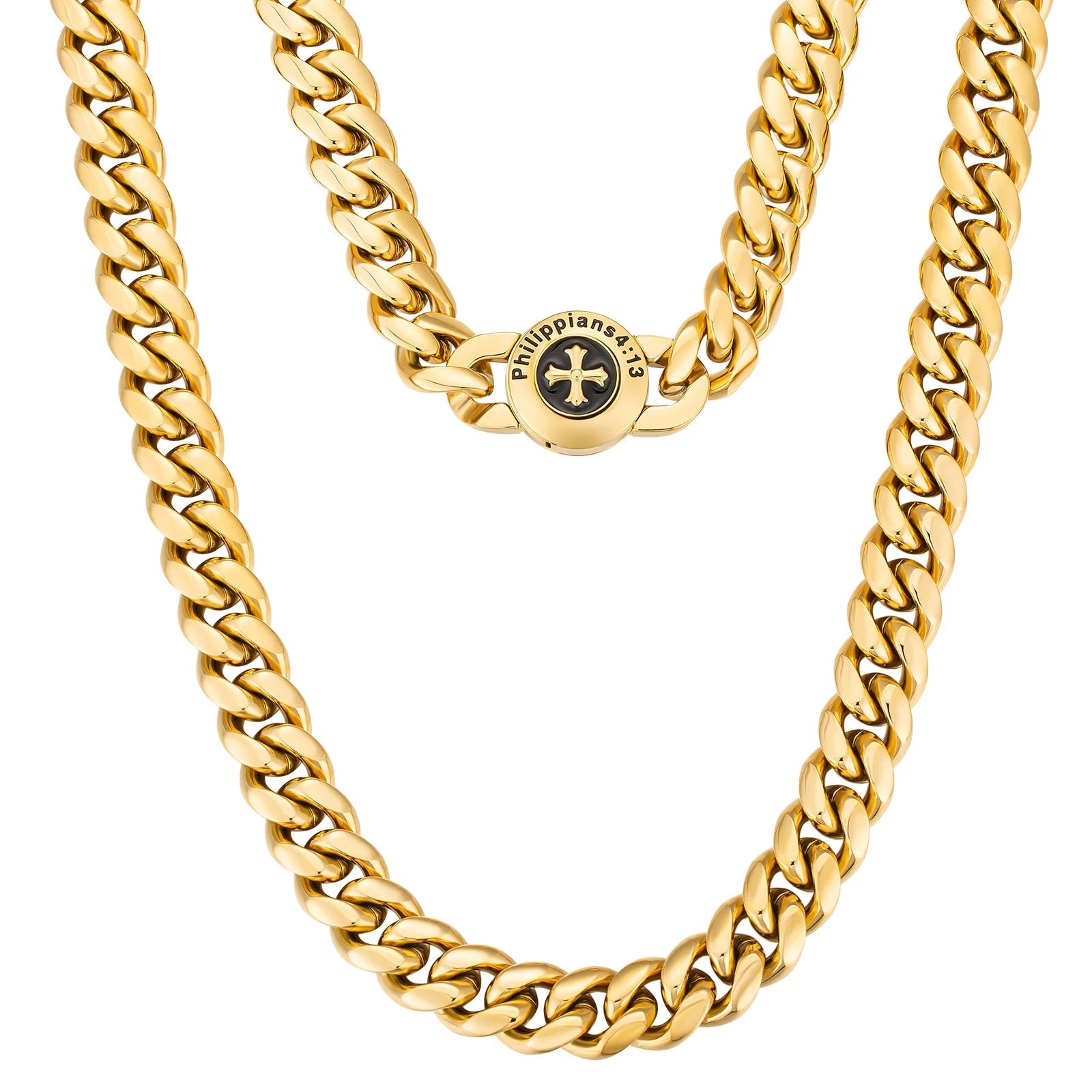 crystal necklaces for women -The Strength - 12mm Cuban Link Chain in 18K Gold Plated