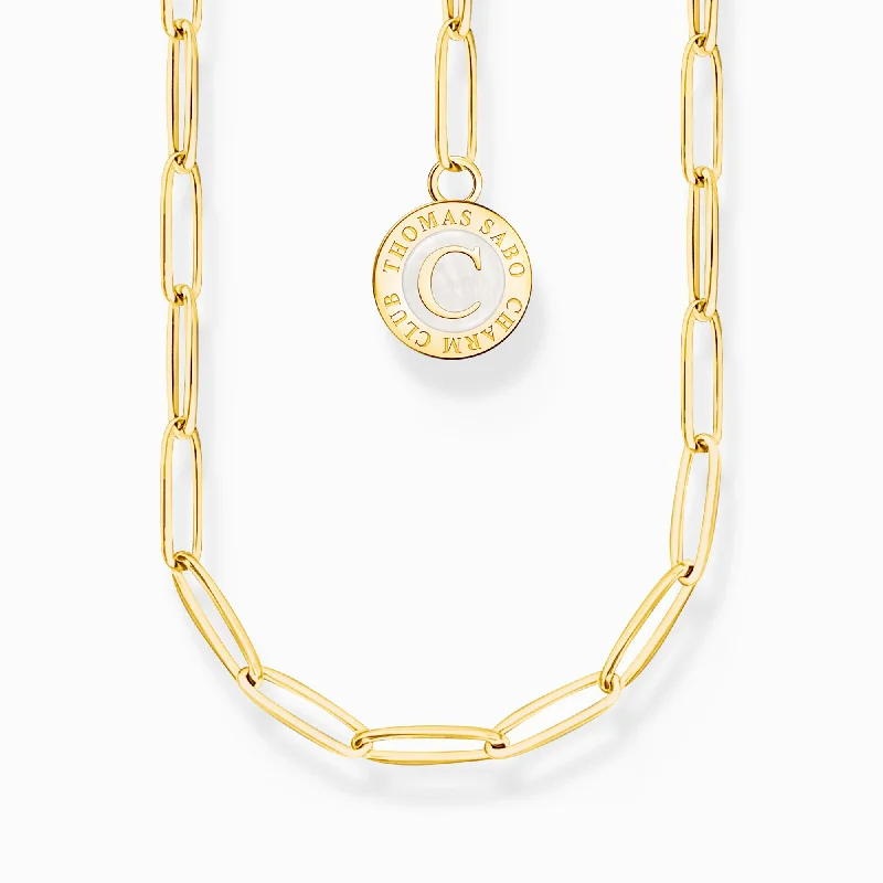 choker necklaces for women -Thomas Sabo Member Charm Necklace With White Charmista Disc Gold Plated X2089-427-39