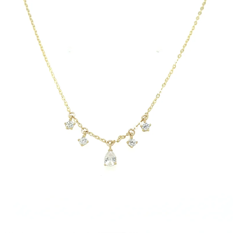 bohemian style necklaces for women -9ct Yellow Gold Petite Shimmering CZ Necklace