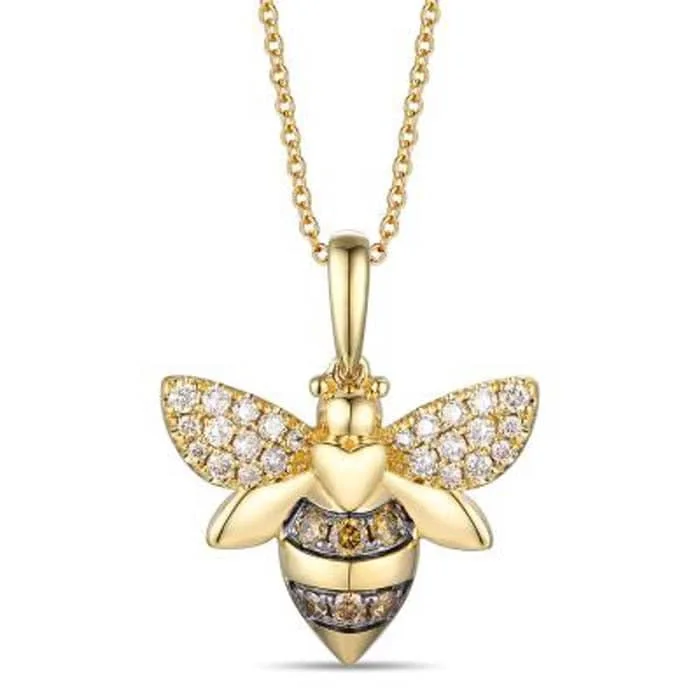 pearl rings for women -Le Vian Honeybee Pendant featuring Chocolate and Nude Diamonds in 14K Honey Gold