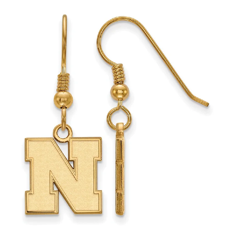 luxury diamond earrings for women -14k Gold Plated Silver University of Nebraska Sm Dangle Earrings