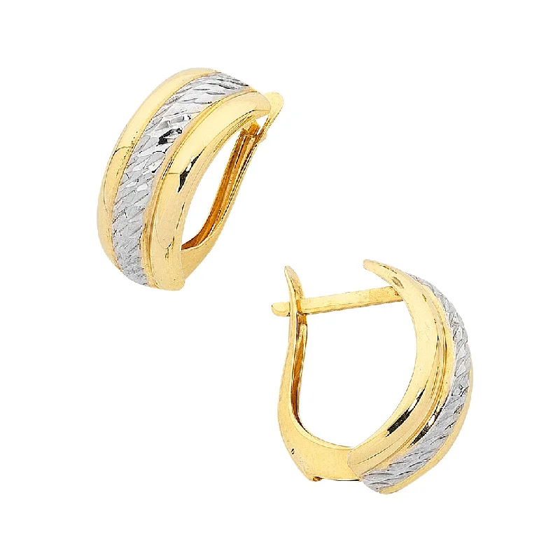 fashion earrings for women -9ct Yellow Gold Silver Infused Two Tone Earrings