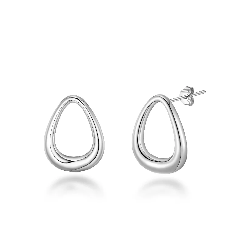 modern pearl earrings for women -Sterling Silver Open Drop Earrings