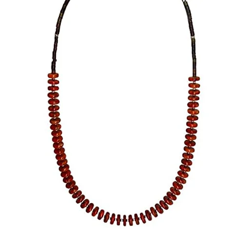 vintage necklaces for women -Genuine Apple Coral Necklace,18 Inches, Authentic Navajo Native American USA Handmade, Sterling Silver