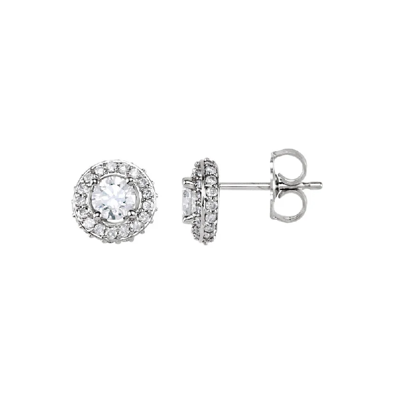 diamond earrings for women -7/8 Cttw Diamond Entourage 7.5mm Post Earrings in 14k White Gold