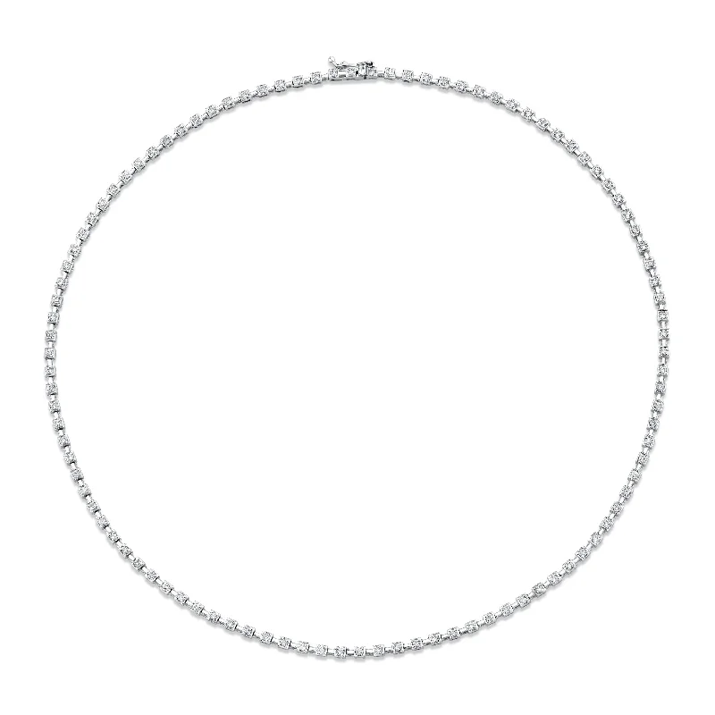 pearl chain necklaces for women -18k White Gold Bezet-set Diamond Necklace