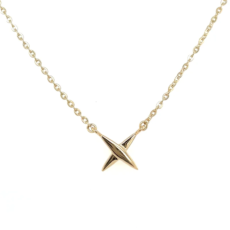 crystal necklaces for women -9ct Yellow Gold Kiss Necklace