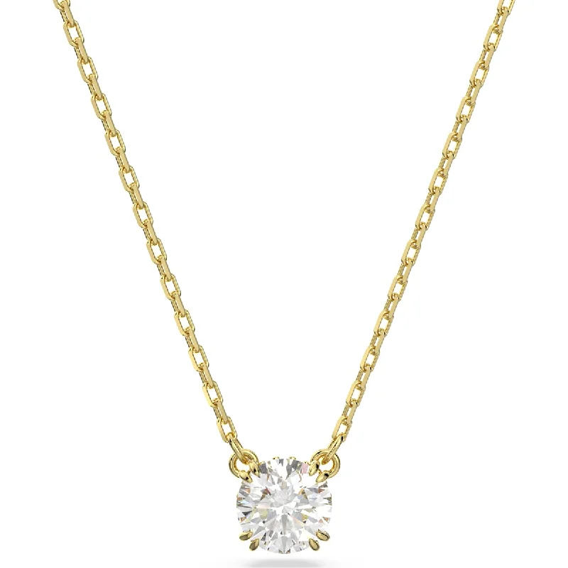 casual necklaces for women -Swarovski Constella pendant, Round cut, White, Gold-tone plated 5636703