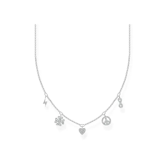 engraved gold necklaces for women -Thomas Sabo Silver Charming Symbols Necklace KE2123-051-14-L42V