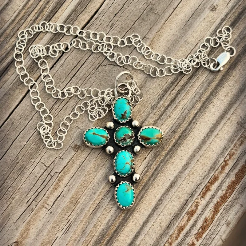 layered gold necklaces for women -Turquoise + Cross // 16in. Necklace