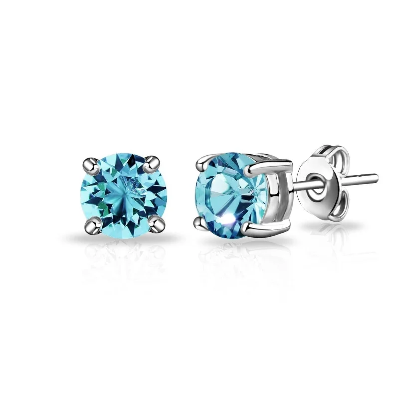 luxury diamond earrings for women -Light Blue Stud Earrings Created with Zircondia® Crystals