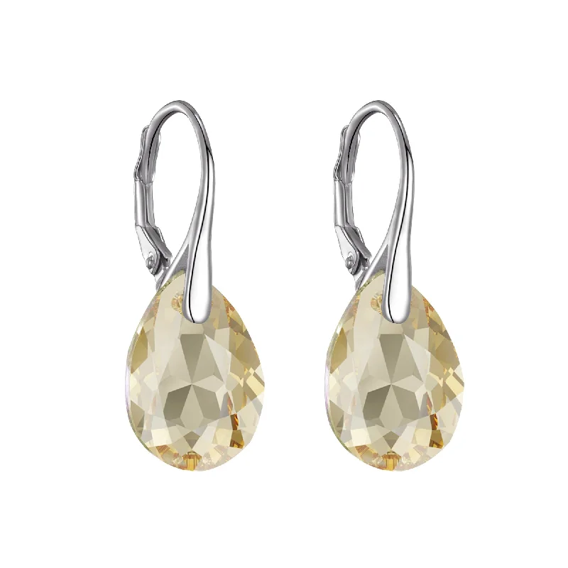 trendy statement earrings for women -Sterling Silver Golden Shadow Drop Earrings Created with Zircondia® Crystals