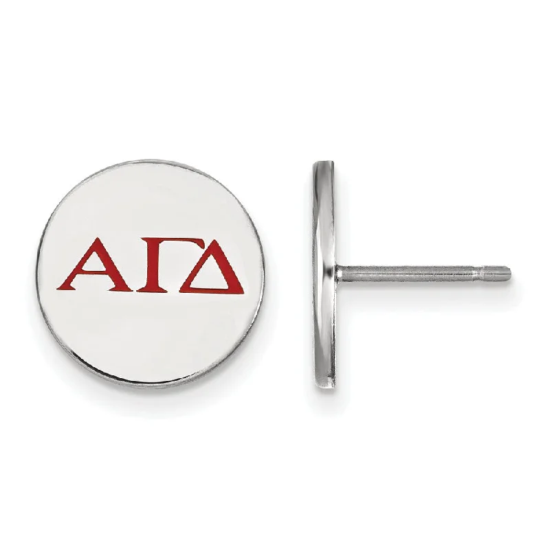 custom hoop earrings for women -Sterling Silver Alpha Gamma Delta Enamel Post Earrings