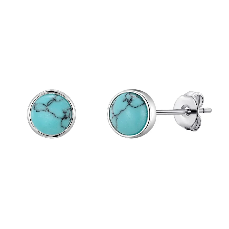 classic gold earrings for women -Synthetic Turquoise Stud Earrings