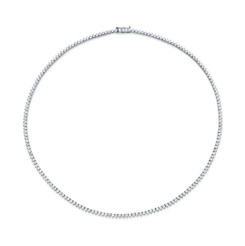 wedding necklaces for women -5.86 Carat 18k White Gold 3-Prong Round Brilliant Diamonds Necklace