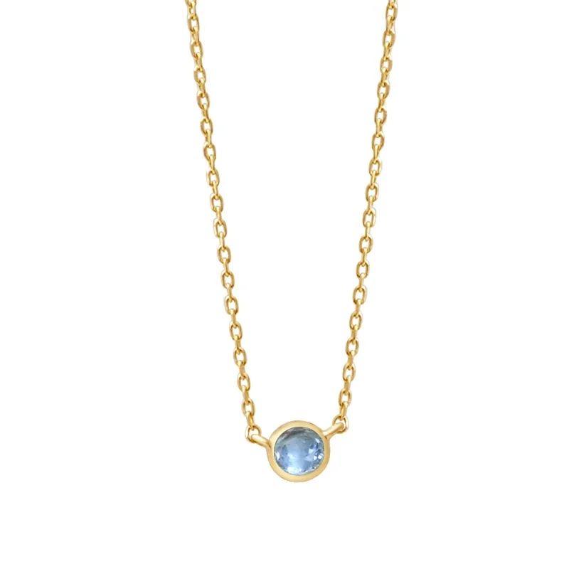 bohemian style necklaces for women -Blue Topaz Station Necklace Bezel Set in  Gold