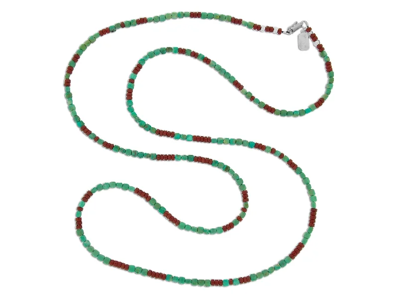 stylish pendant necklaces for women -Long Turquoise and Coral Necklace