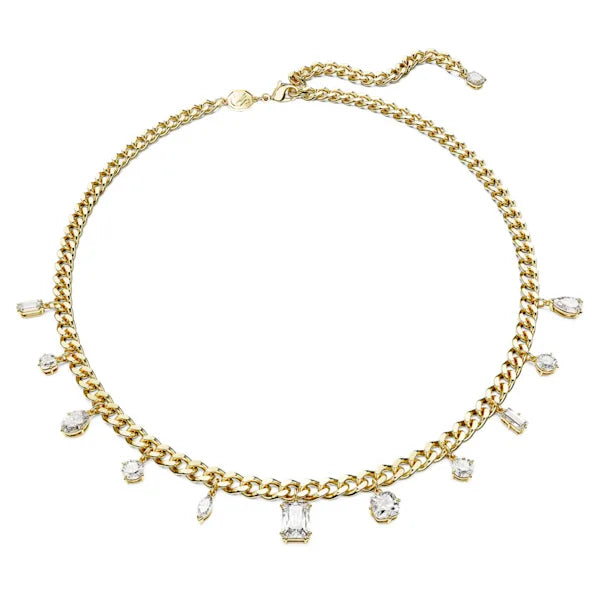 trendy choker necklaces for women -Swarovski Dextera necklace White, Gold-tone plated 5663338