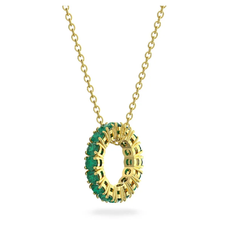 gemstone necklaces for women -Swarovski Exalta pendant Green, Gold-tone plated 5644038