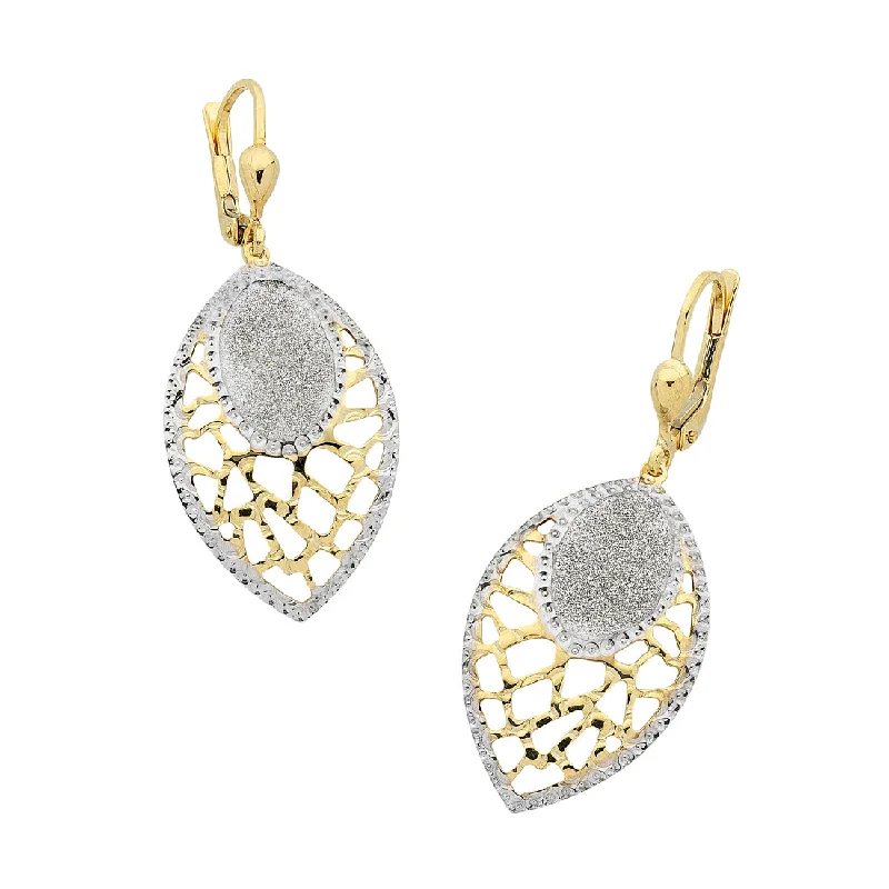 vintage drop earrings for women -9ct Yellow Gold Silver Infused Stardust Filigree Drop Earrings