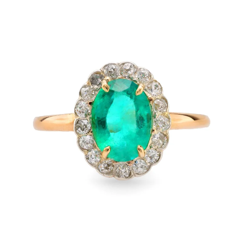 stylish wedding rings for women -GIA 1.40 carat emerald diamond 14k yellow gold silver cluster ring