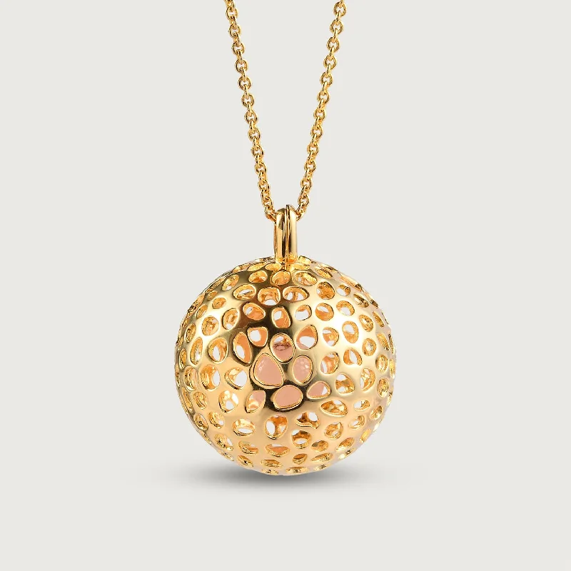 bridal necklaces for women -Lattice Globe Necklace with Rose Quartz