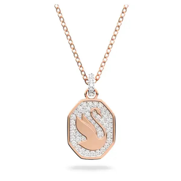 dainty silver necklaces for women -Swarovski Swan pendant Swan, White, Rose gold-tone plated 5621106