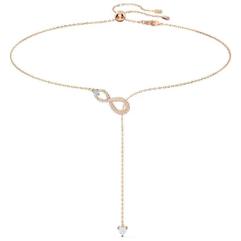 infinity necklaces for women -Swarovski Infinity Y Necklace, White, Rose-gold tone plated 5521346