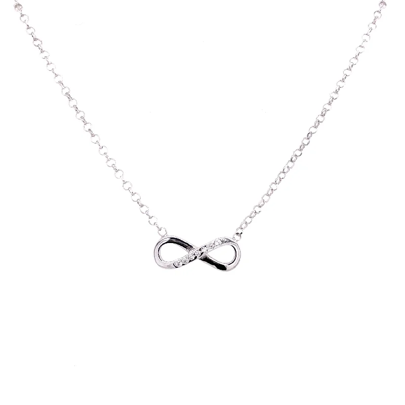 statement necklaces for women -Sterling Silver Infinity Charm CZ Necklace