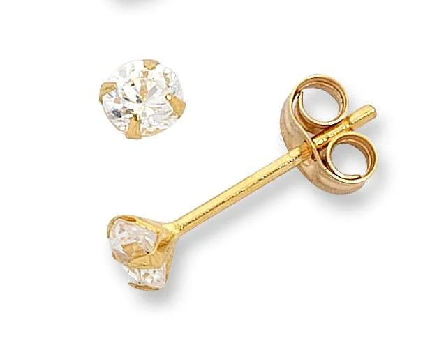 evening earrings for women -9ct Yellow Gold Cubic Zirconia Stud Earrings