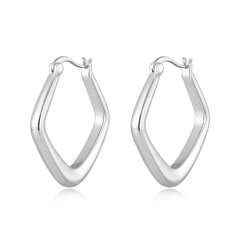 gold dangle earrings for women -Silver Plated Medium Chunky Hoop Earrings