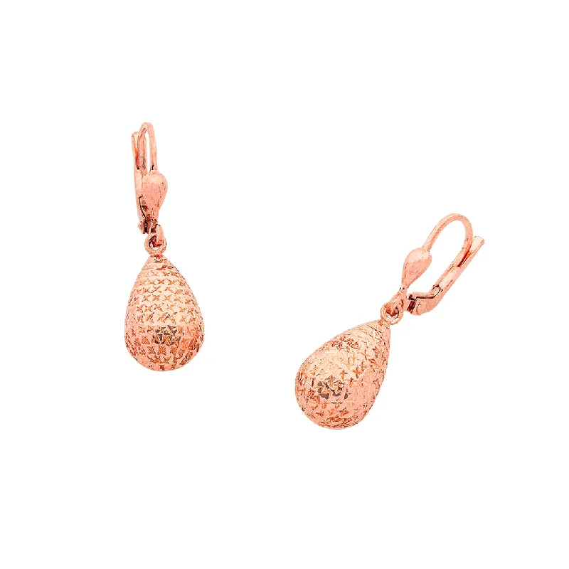 crystal earrings for women -9ct Rose Gold Silver Infused Pear Shape Drop Earrings