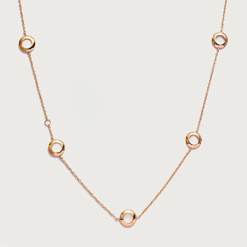 gold necklaces for women -Allegro Disc Station Necklace with White Zircons