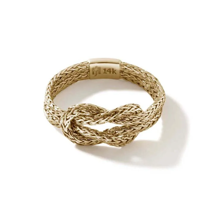 eternity bands for women -John Hardy Manah Classic Chain Love Knot Ring in 14K Yellow Gold