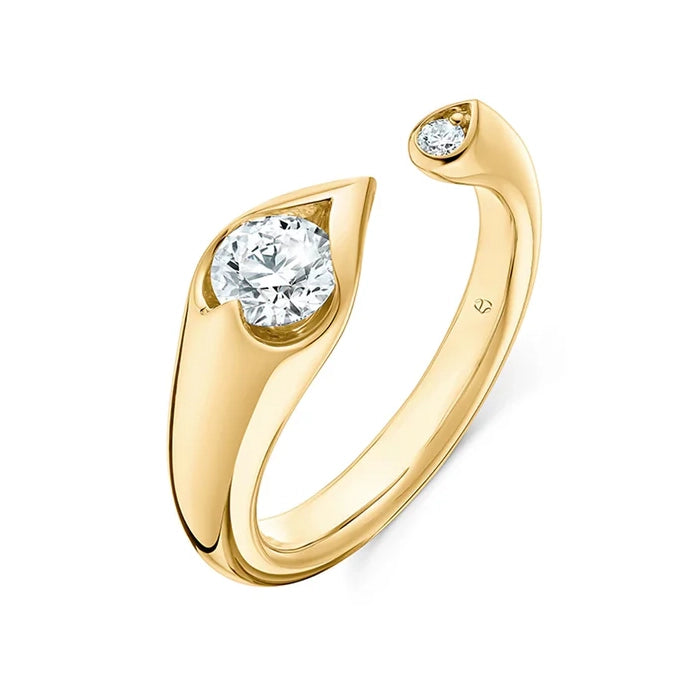 bridal rings for women -Hearts On Fire LU Open Droplet Ring in 18K Yellow Gold