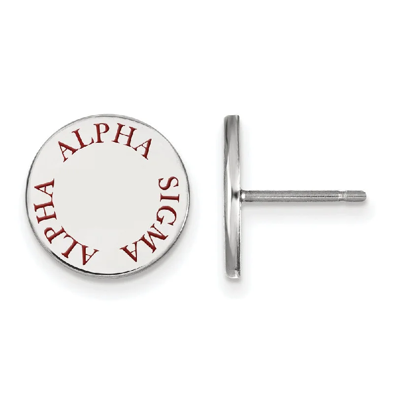 adjustable earrings for women -Sterling Silver Alpha Sigma Alpha Red Enamel Post Earrings