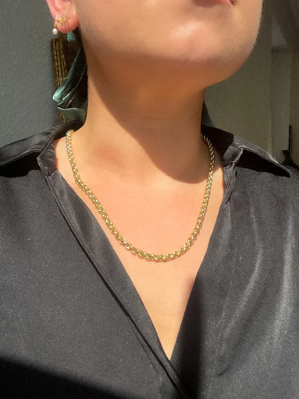 simple gold necklaces for women -Vintage 14ct Belcher Link Necklace