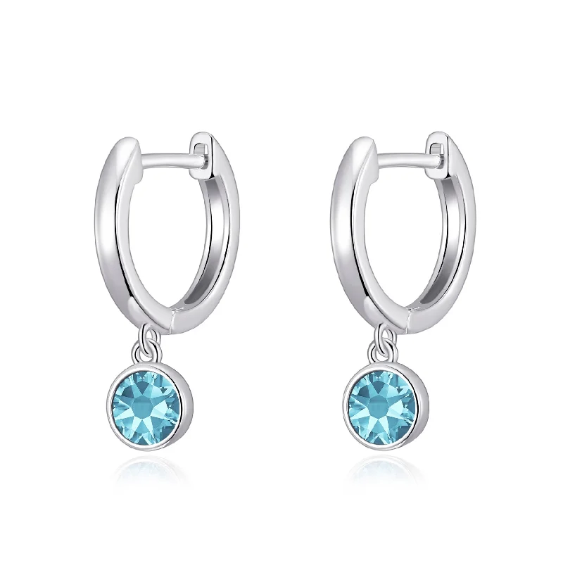 pearl drop earrings for women -Light Blue Crystal Hoop Earrings Created with Zircondia® Crystals