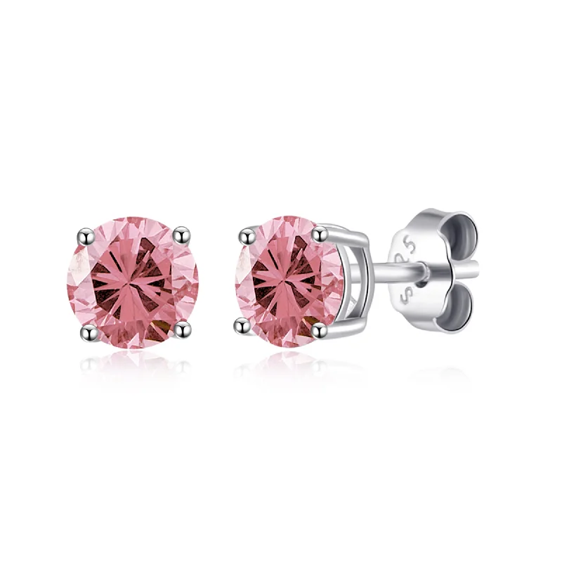 colorful earrings for women -Sterling Silver October (Tourmaline) Birthstone Earrings Created with Zircondia® Crystals