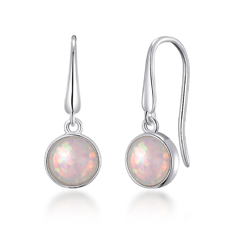 modern hoop earrings for women -Synthetic White Opal Drop Earrings