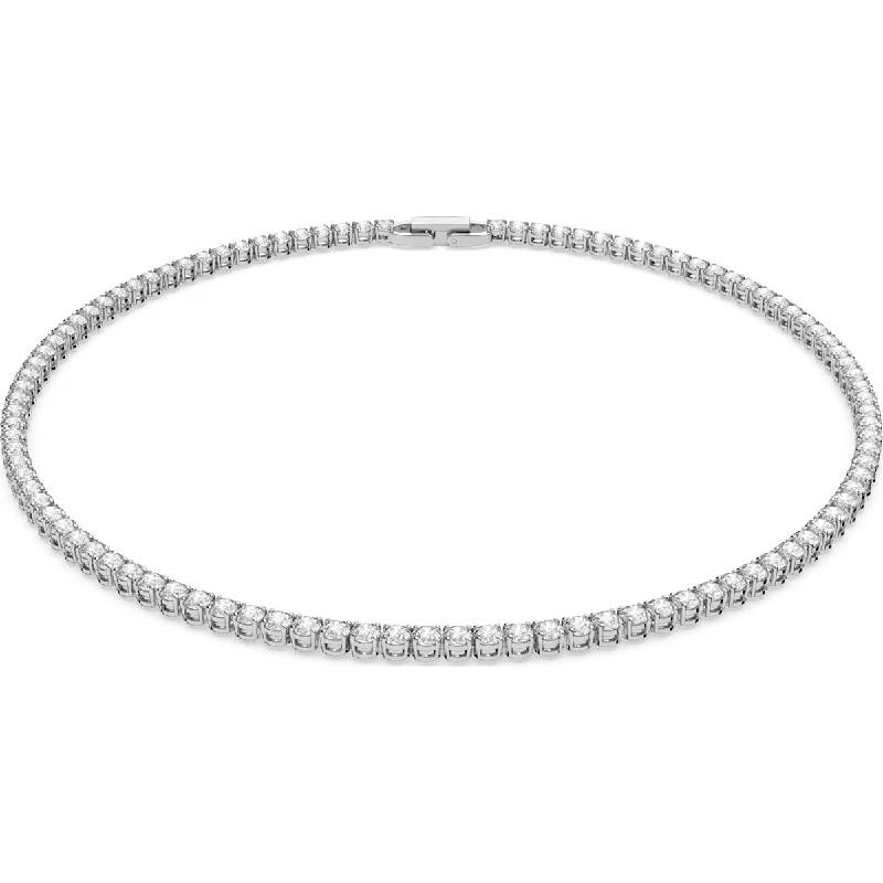 heart necklaces for women -Swarovski Tennis Deluxe necklace, Round, White, Rhodium plated 5494605