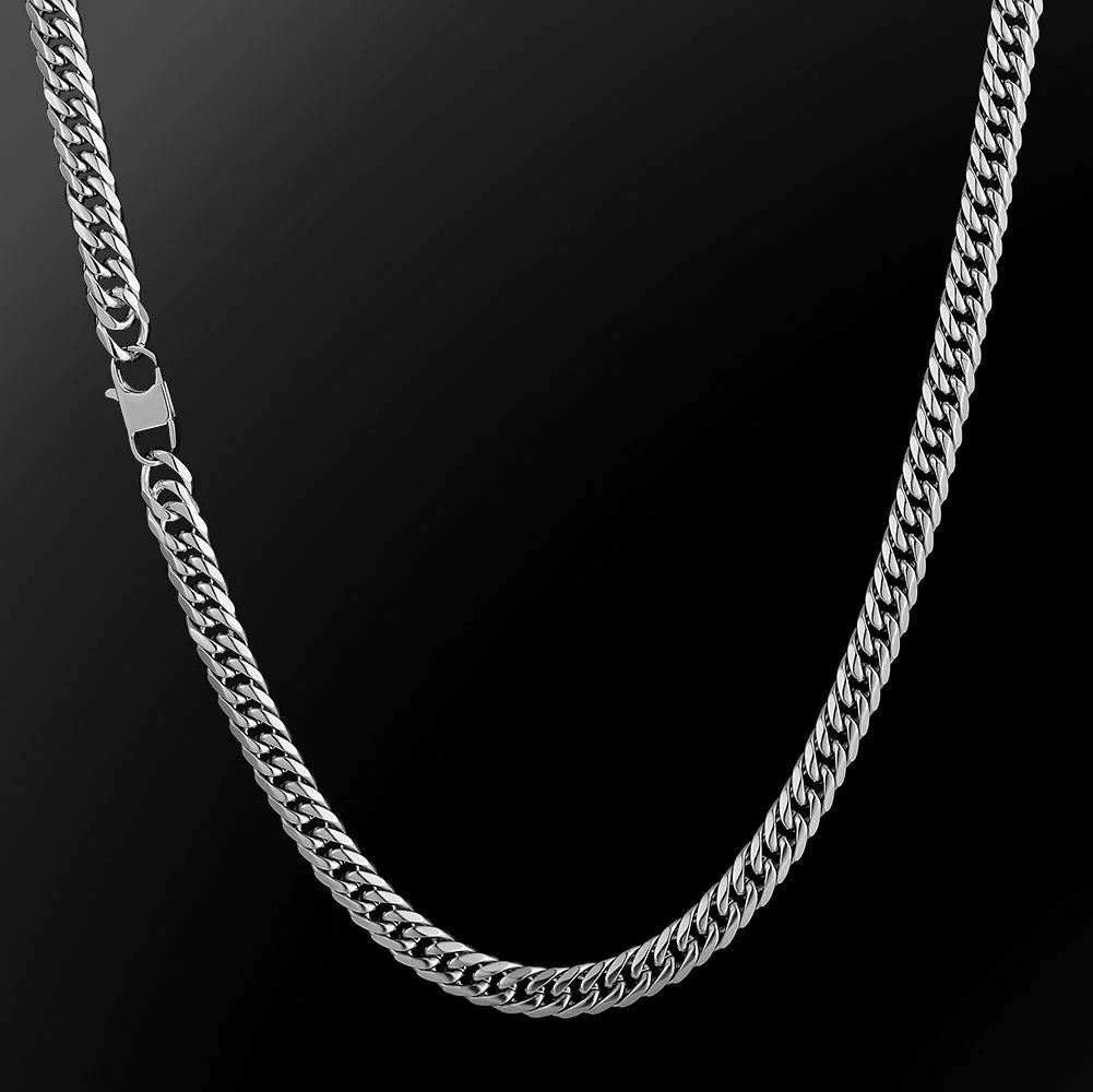 turquoise necklaces for women -6mm Miami Cuban Link Chain in White Gold - 6-Side Cut