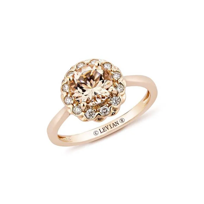 wedding ring sets for women -Le Vian Ring featuring Peach Morganite and Vanilla Diamonds in 14K Strawberry Gold