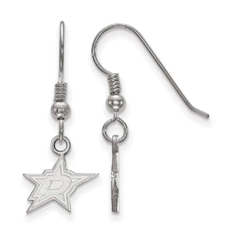 trendy earrings for women -Sterling Silver NHL Dallas Stars XS Dangle Earrings