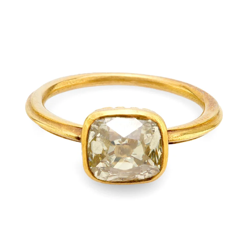 modern promise rings -Georgian style 3 carat old mine diamond 18k yellow gold solitaire ring